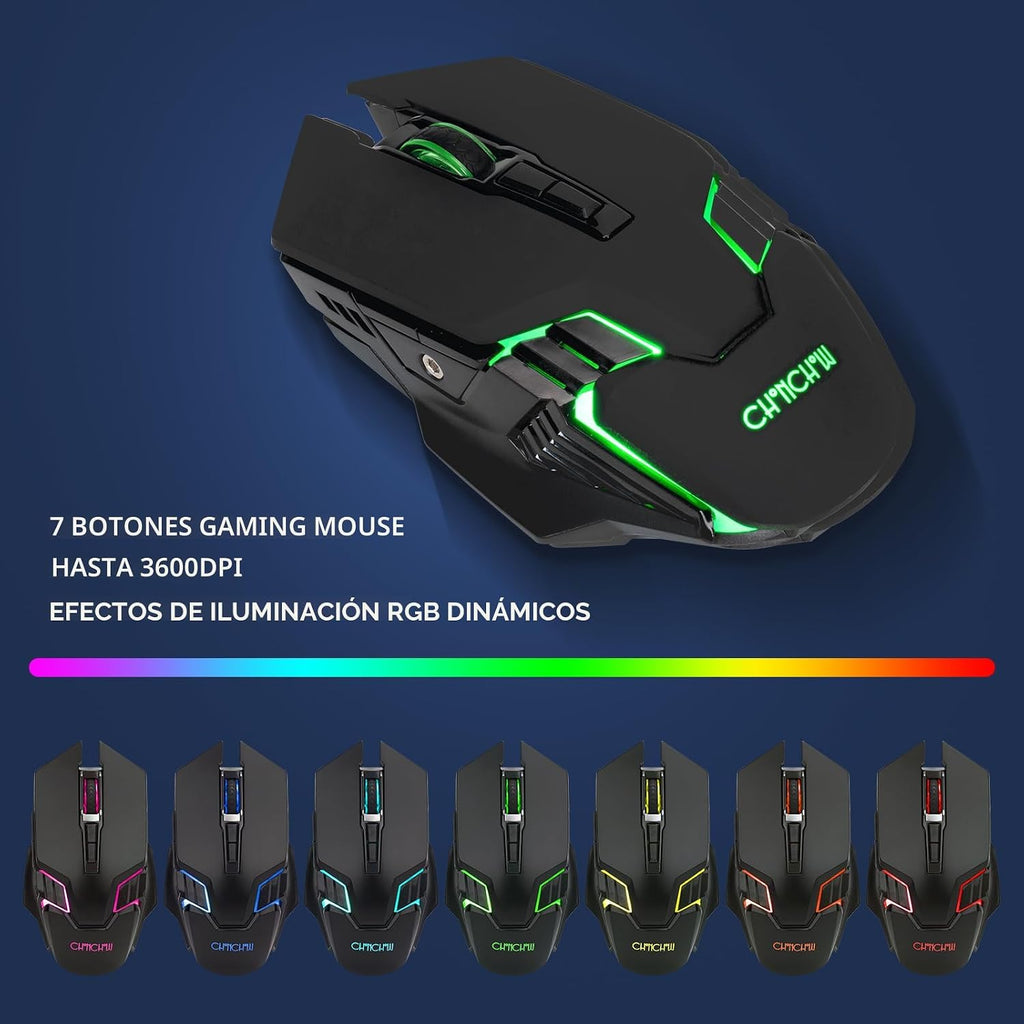 CHONCHOW Combo de teclado y mouse inalámbricos USB para juegos