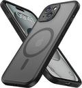 ImpactStrong Protector magnético diseñado para iPhone 15 [protección de cámara] [prueba de caídas de grado militar] [compatible con MagSafe] Funda delgada translúcida mate (6.1 pulgadas), color negro