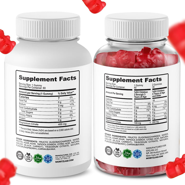 DR. MORITZ Gomitas de magnesio calmantes para adultos (400 mg, 60 u...