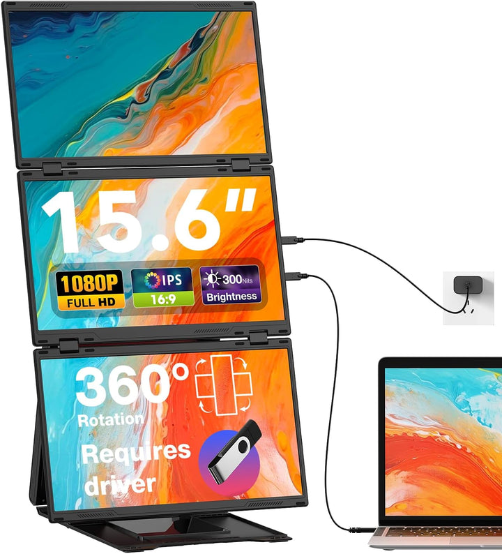 Extensión de Pantalla Cuádruple para Laptop, Monitor Triple FHD de...