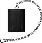 VULKIT Billetera para hombre con cadena antirrobo con bloqueo RFID, billetera triple plegable, diseño elegante, Negro, Cartera antirrobo