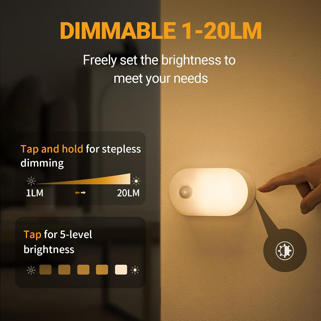 Luz nocturna de batería recargable con sensor de movimiento, paquete