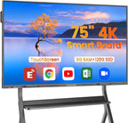 COOLHOOD Tablero inteligente de 75 pulgadas, pantalla táctil 4K UHD...