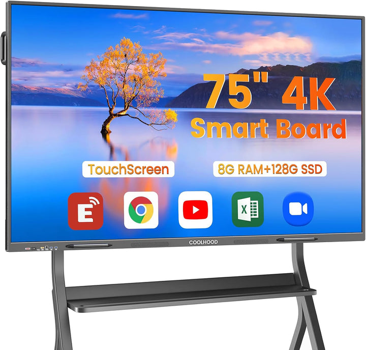 COOLHOOD Tablero inteligente de 75 pulgadas, pantalla táctil 4K UHD...