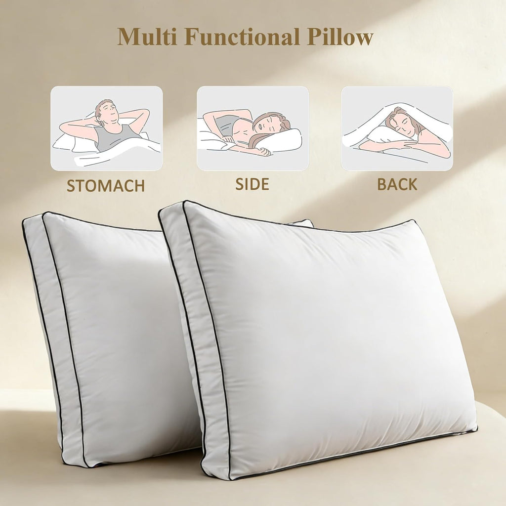 DOWNCOOL Juego de 2 almohadas de plumón de ganso tamaño Queen, almohada de apoyo suave para dormir de lado, espalda o boca abajo, para una mejor experiencia de sueño, color blanco, 20 x 30 pulgadas