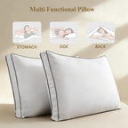 DOWNCOOL Juego de 2 almohadas de plumón de ganso tamaño Queen, almohada de apoyo suave para dormir de lado, espalda o boca abajo, para una mejor experiencia de sueño, color blanco, 20 x 30 pulgadas