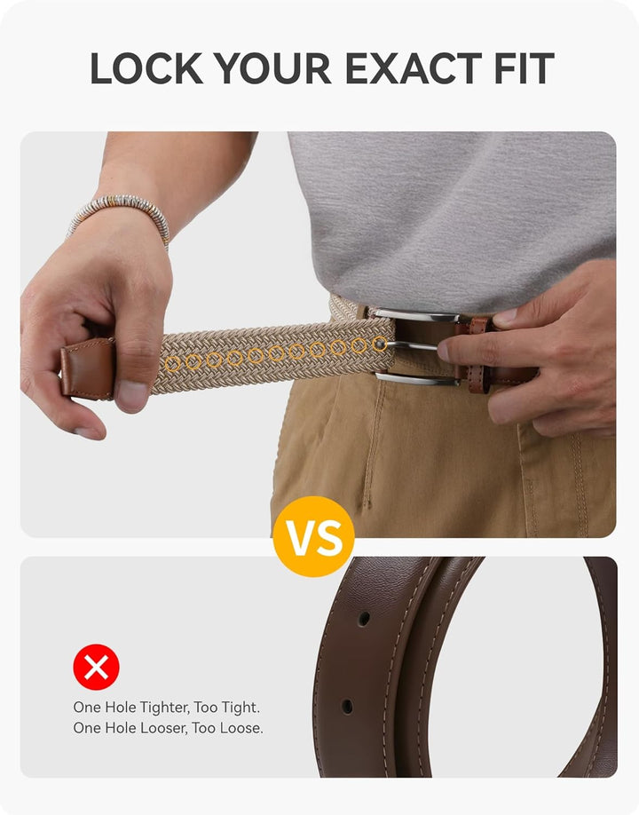 CHAOREN Cinturón elástico para hombre, paquete de 2 - Cinturones tr...