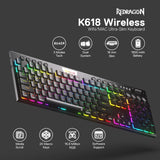 Redragon K618 PRO Teclado mecánico RGB inalámbrico de 3 modos, BT\/...