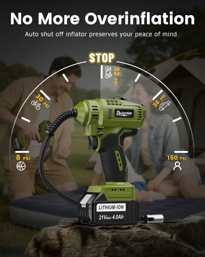 Compresor de aire portátil para neumáticos de automóvil con 2 bater...