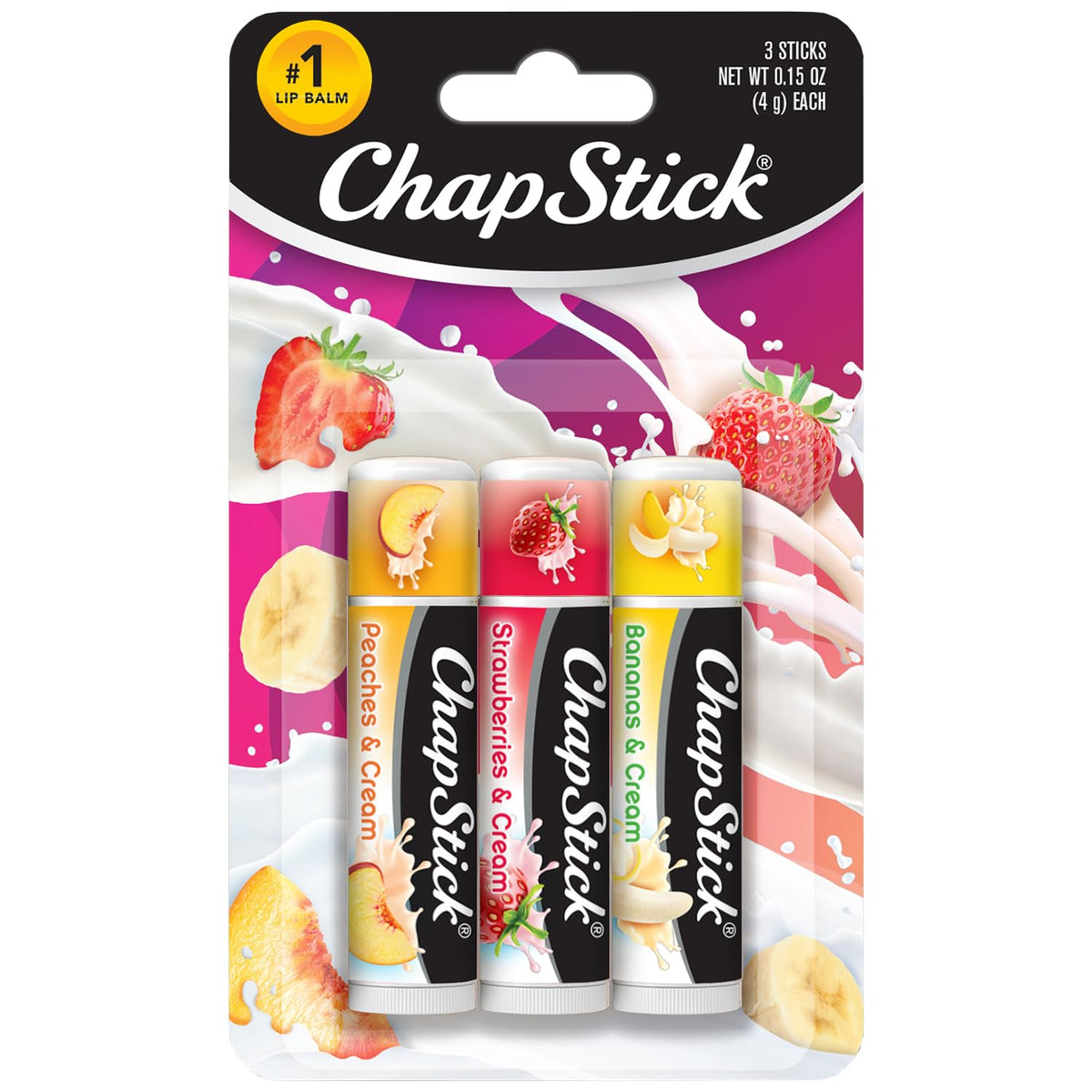 ChapStick Bálsamo Labial Fruit &amp; Cream Colección de 3 unidades...