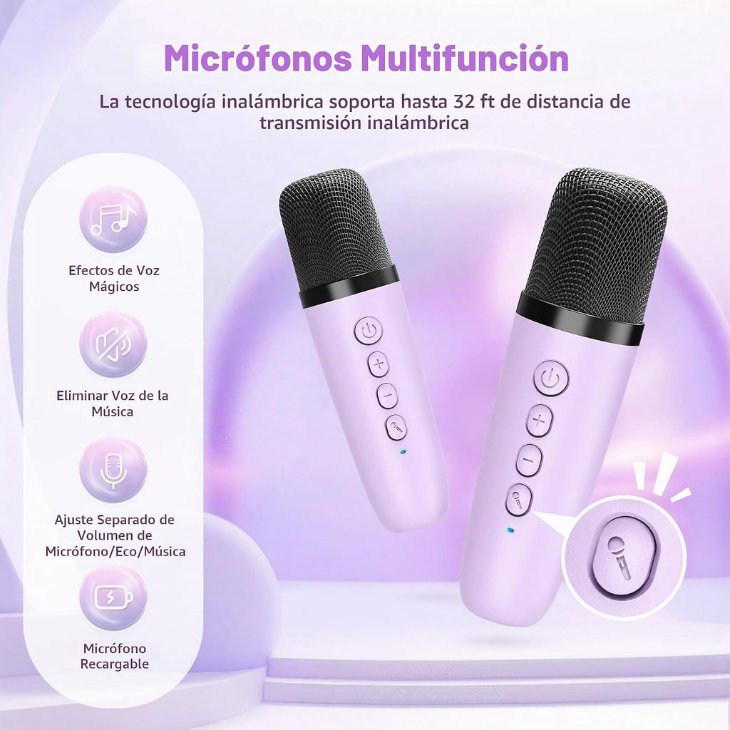 Máquina de karaoke para niños y adultos, juguetes de karaoke, regalos para niñas y niños, altavoz Bluetooth portátil con micrófono inalámbrico, regalos de cumpleaños para niñas y niños de 4, 5, 6, 7