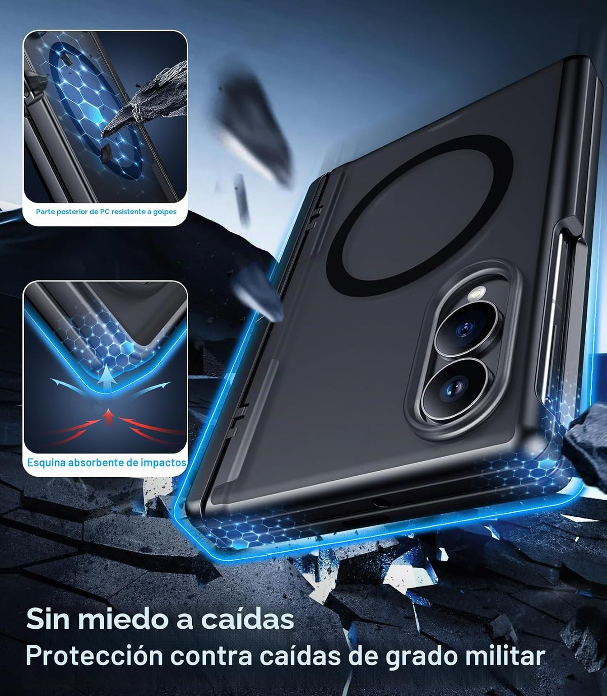 Temdan Funda para Samsung Galaxy Z Fold 8, compatible con MagSafe, protector de pantalla HD integrado y función atril, protección de bisagra, translúcida, mate, a prueba de golpes, para Z Fold de 8