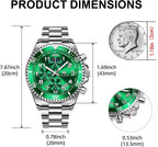 OLEVS Reloj de caballero lujo cronógrafo acero inoxidable pulsera vestimenta impermeable reloj analógico de cuarzo gran esfera luminosa