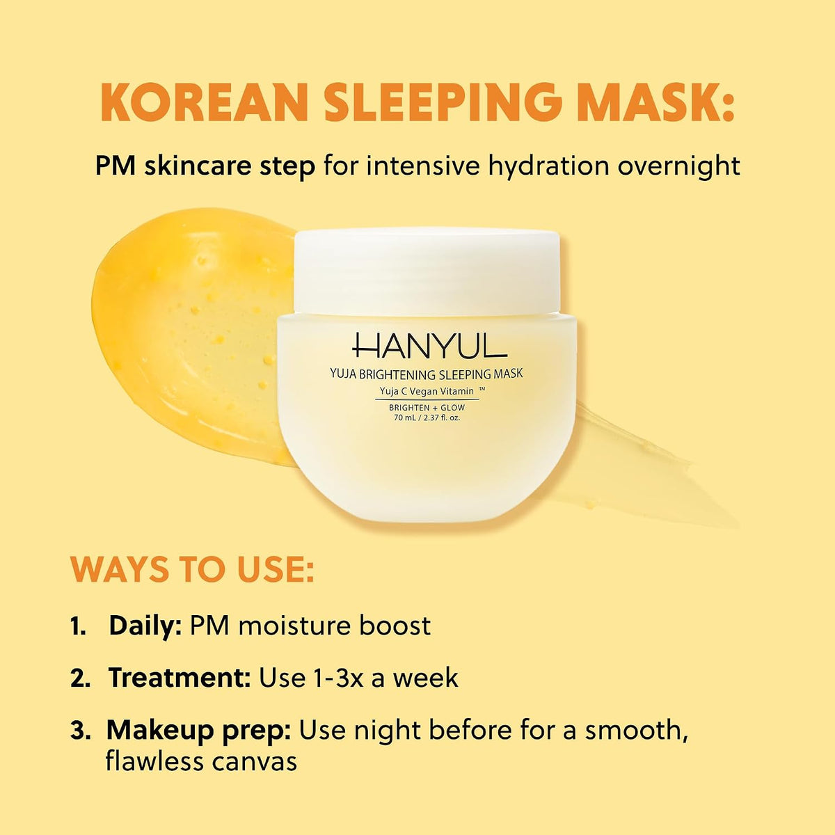 Hanyul Yuja - Máscara para dormir | Crema de noche Yuzu coreana, vi...