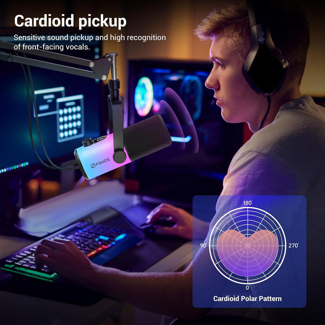 FDUCE Juego de micrófono dinámico para juegos, micrófono de computa...
