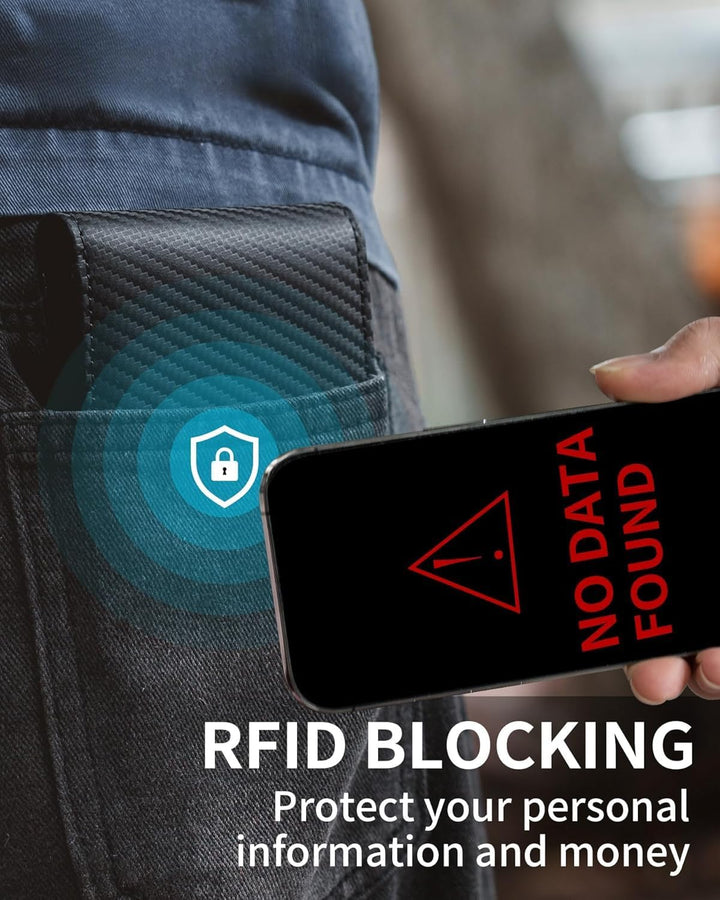 Plinvo Billetera plegable de piel auténtica para hombre, bloqueo RF...