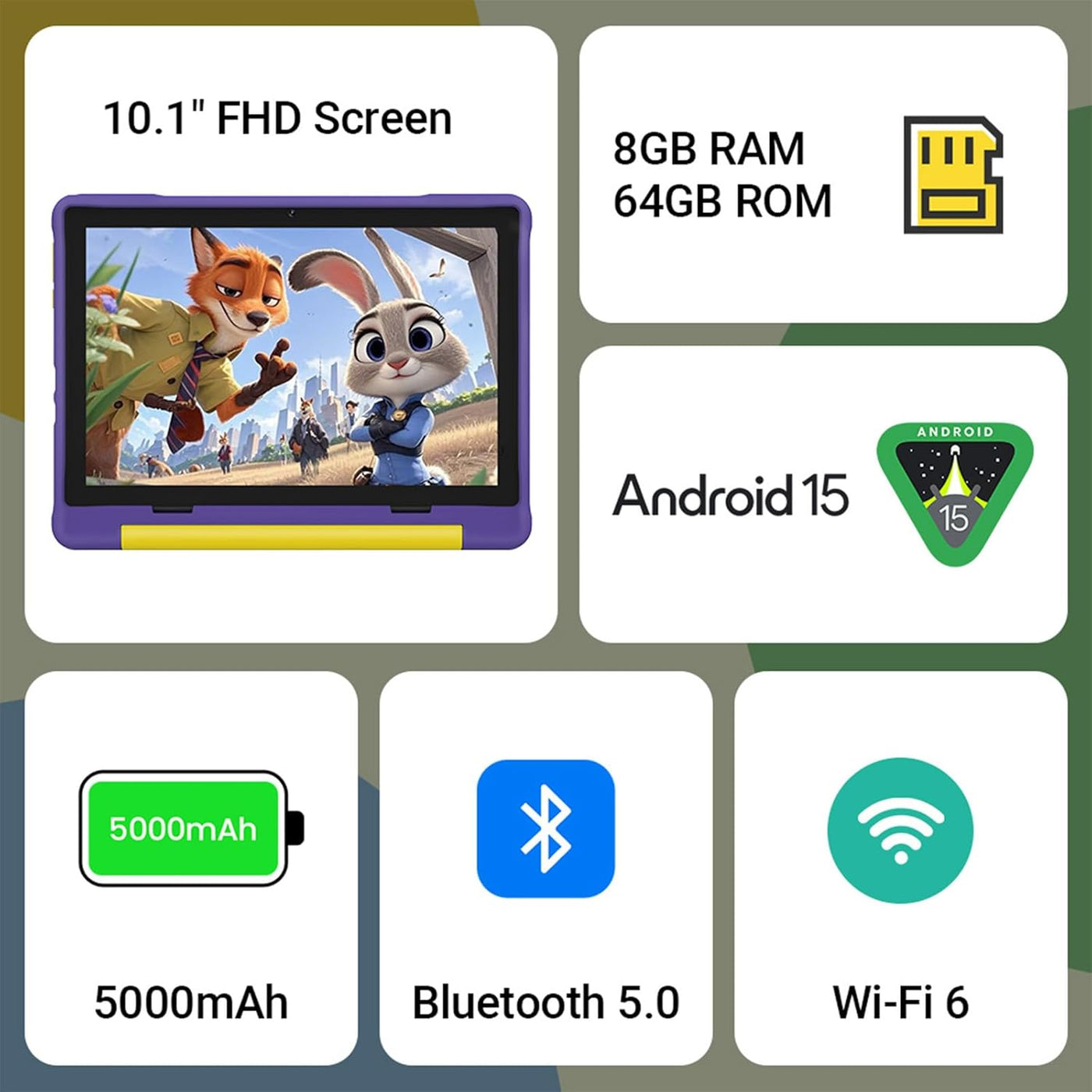 UEMXDOX Tablet para niños, tableta Android 15 2025 para niños de 3...