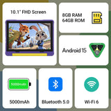 UEMXDOX Tablet para niños, tableta Android 15 2025 para niños de 3...