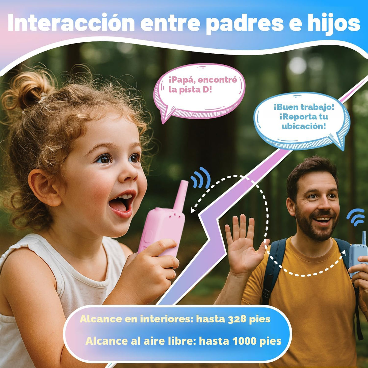 Walkie Talkie - Juguetes de video para niños de 3 a 12 años, paquete de 2 walkie talkies recargables con pantalla, regalos de cumpleaños de Navidad para niños, campamento en interiores y exteriores
