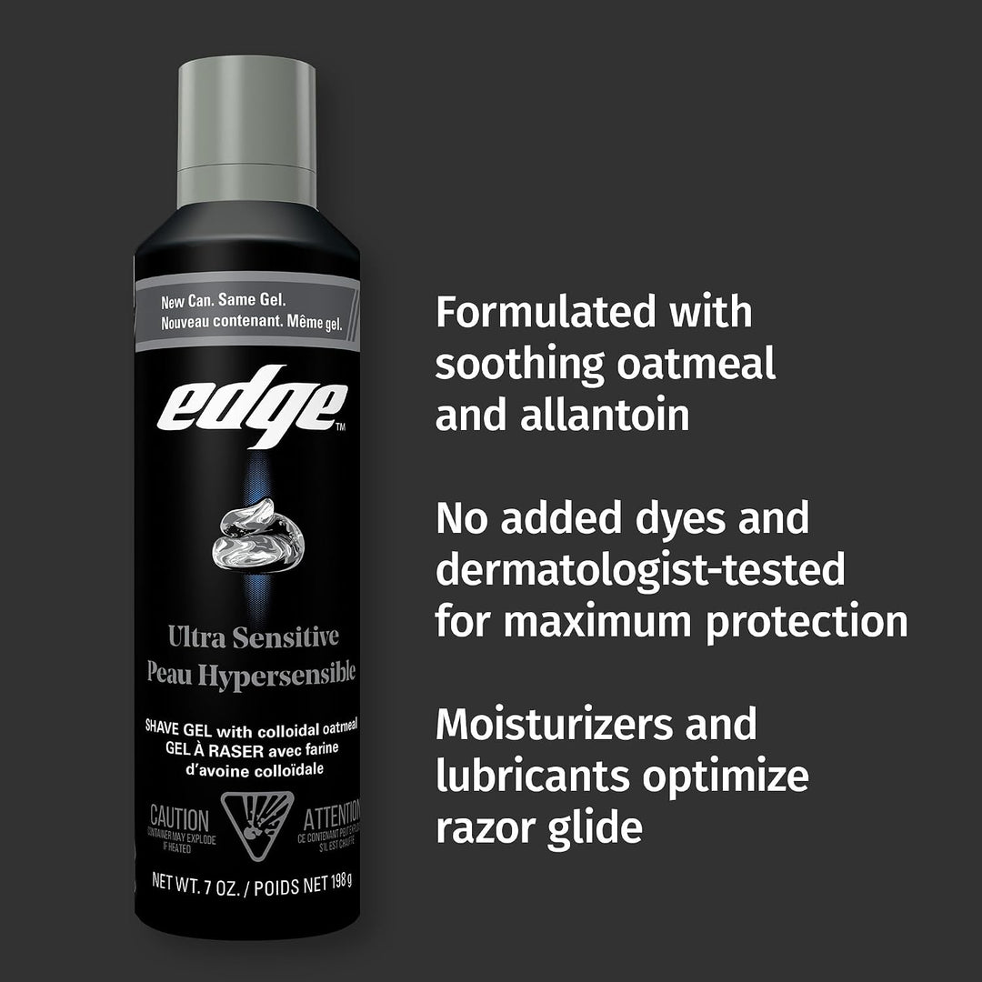 Edge Gel de afeitado para hombres, ultra sensible con avena coloida...