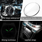Poedagar Relojes de negocios para hombre, reloj de cuarzo de moda para hombre, impermeable, luminoso, fecha, Weel, clásico, cuero para caballero