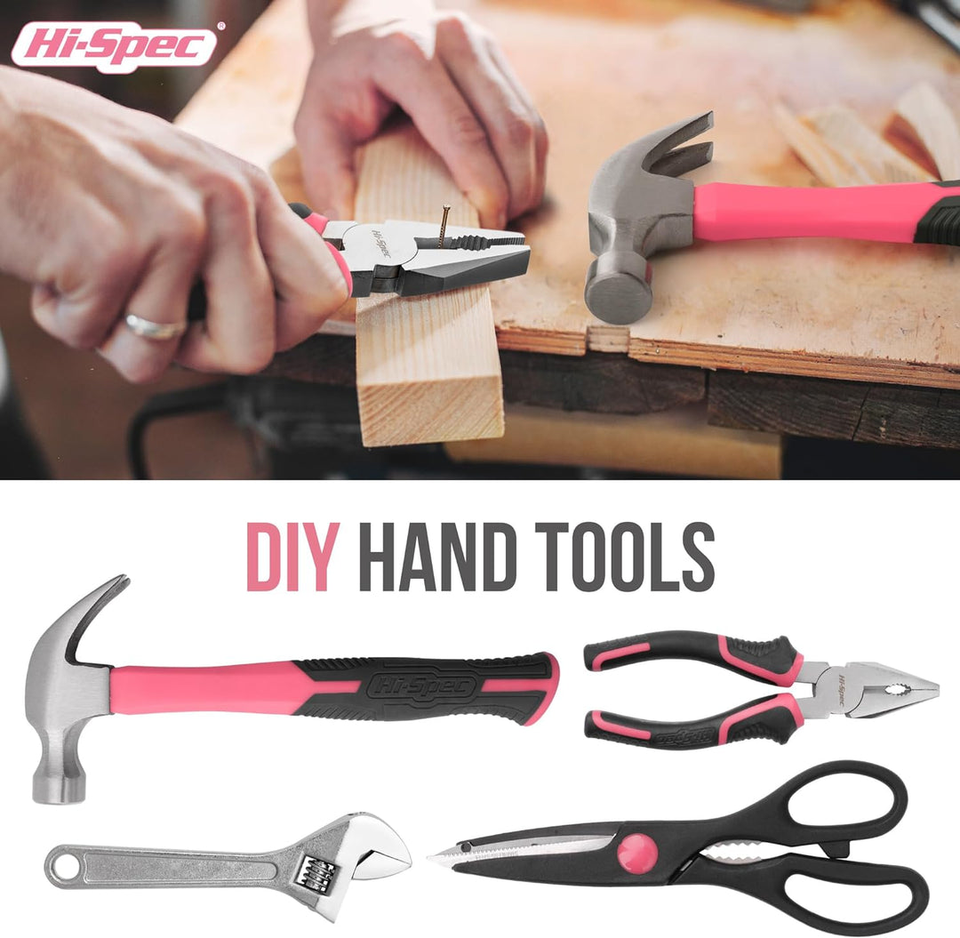 Hi-Spec Juego de herramientas de reparación de bricolaje rosa para...