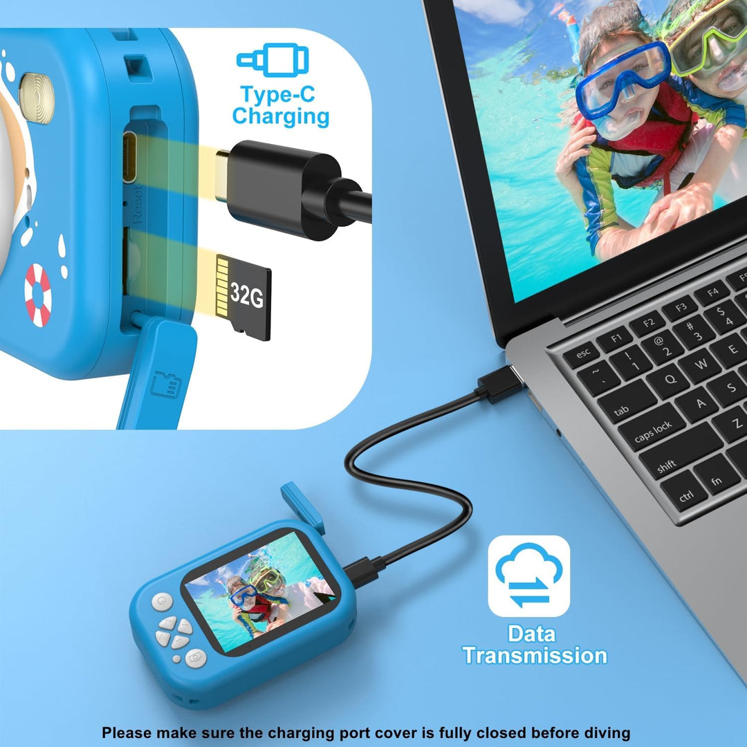 Cámara para niños impermeable, cámara submarina IP68 para niños de...