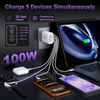 Bloque Cargador USB C Megarrápido, 100W Bloque de Carga USB-C para Pared