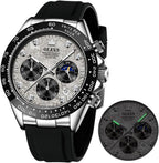 OLEVS Relojes Cronógrafo Masculinos de Moda Empresarial Analógico Quartz Reloj de Pulsera para Hombre, Cinturón de Silicona a prueba de agua con Luminiscente, Calendario