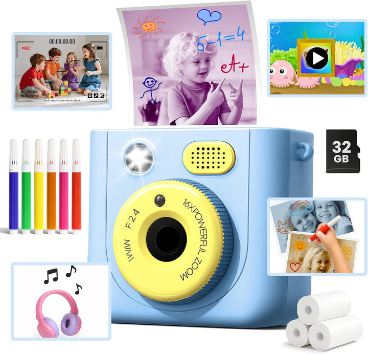 ROHSCE Cámara de impresión instantánea para niños, cámara digital H...