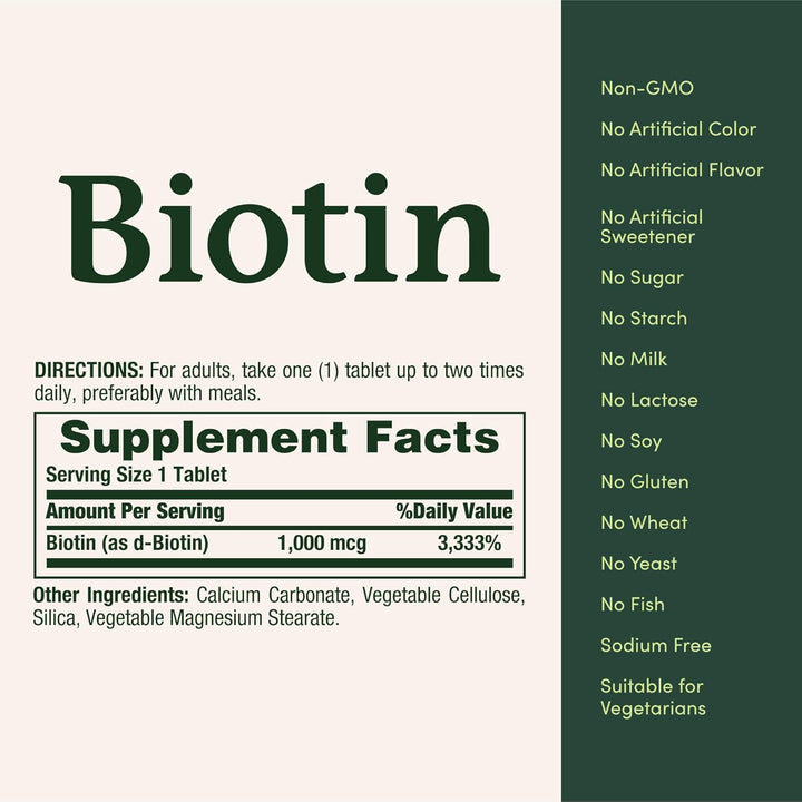 Nature's Bounty Biotina, apoya el metabolismo para la energía y...
