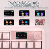 LINGBAO K108 Pro Teclado mecánico inalámbrico cremoso rosa con tecl...