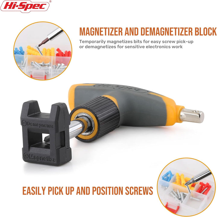 Hi-Spec Juego de 30 llaves de trinquete magnéticas con mango en T y...