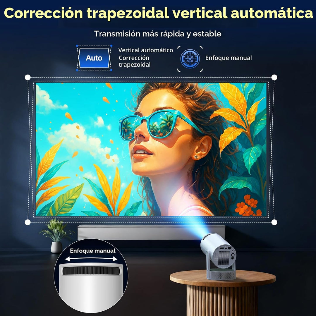 Mini proyector con WiFi y Bluetooth, batería recargable incorporada...
