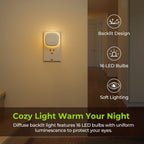 AUVON - Luz nocturna LED retroiluminada enchufable, 4 paquetes, sensor de movimiento y del anochecer al amanecer