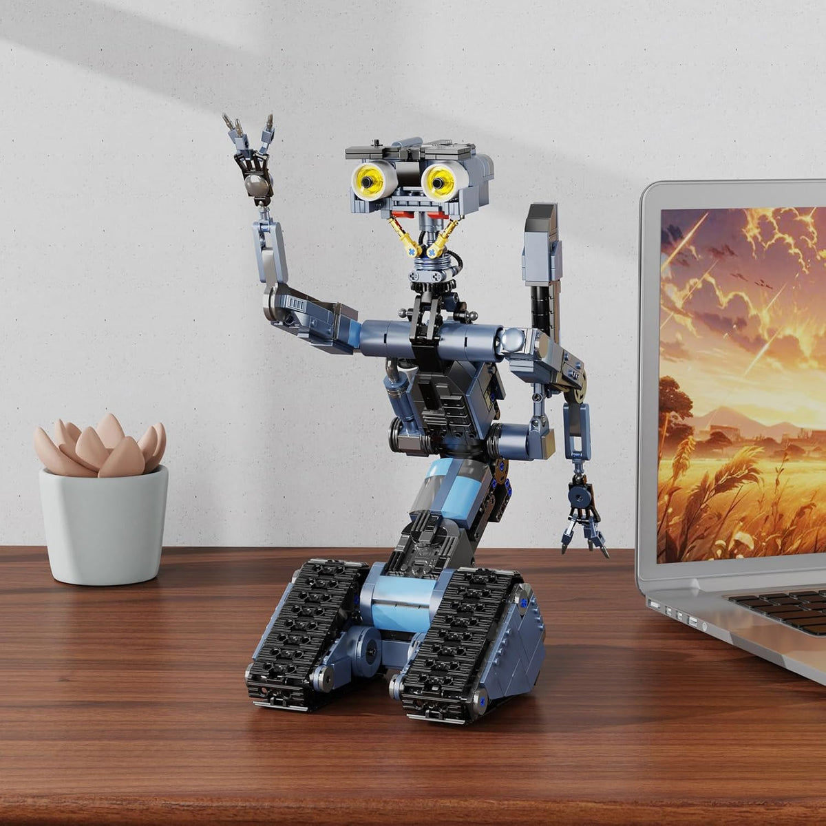 iATOM Johnny 5 Robot Building Set de 1176 piezas con control remoto, recargable, regalo para adultos y hombres, kit de modelo robótico de película STEM Tech