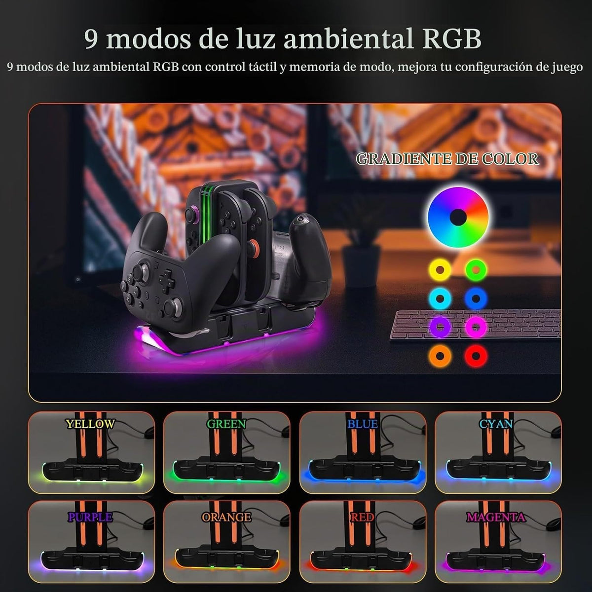 Cargador de controlador Switch 2, base para controladores Joy-Con 2 y Pro