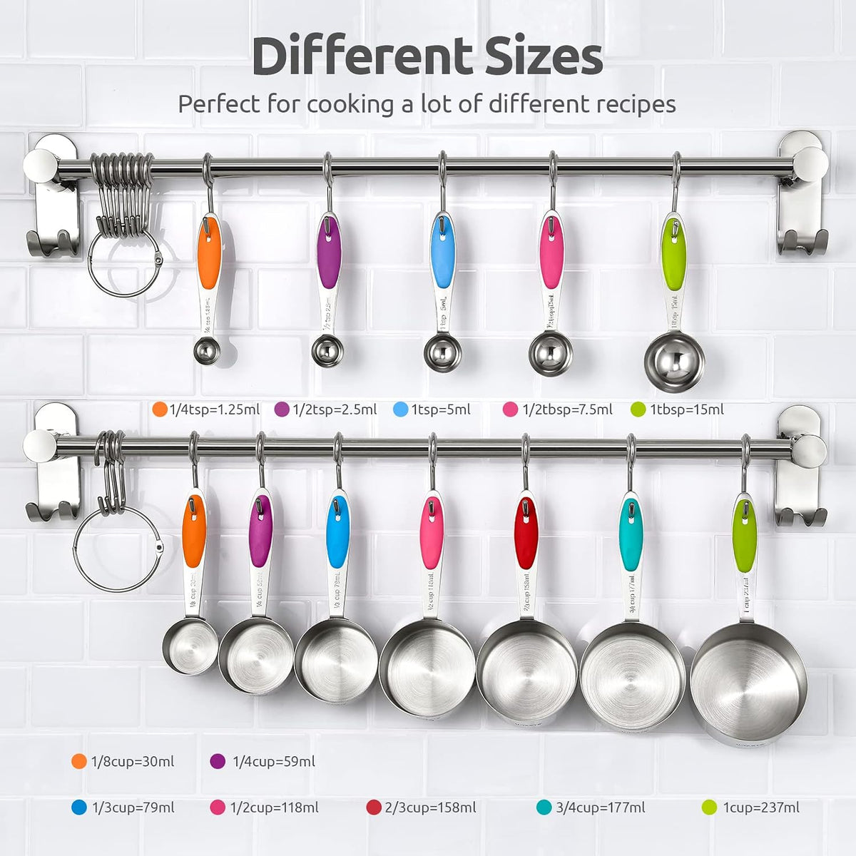 U-Taste - Juego de cucharas medidoras de acero inoxidable 18/8, 12 unidades