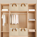 SNWDN - Paquete de 4 contenedores de almacenamiento de tela para armario con asas (beige, 15 pulgadas de largo x 10.2 pulgadas de ancho x 8.2 pulgadas de alto)
