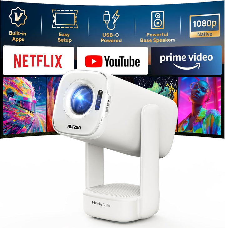 Aurzen Proyector portátil inteligente D1 air con WiFi y Bluetooth,...