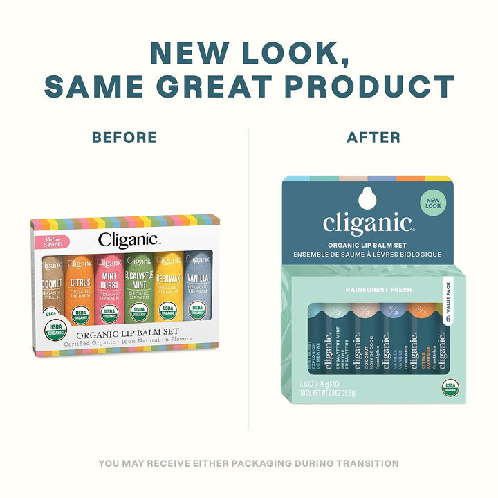 Cliganic Set de bálsamo labial orgánico (2 paquetes de 6 tubos), 10...