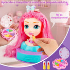 Cabeza de muñeca 4 en 1 para peinar el cabello para niños, 9 pulgadas, 41 piezas, juguetes de peluquería, kit de maquillaje, accesorios de princesa, juguetes de simulación, regalos de