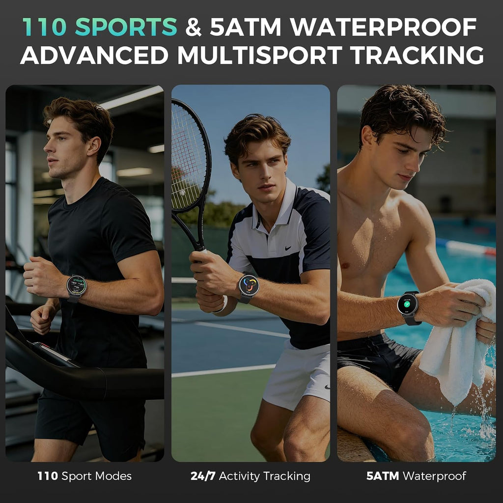 EGQINR GPS Smart Watch para Hombres y Mujeres, 1.32" AMOLED, Seguimiento de Actividad 5ATM