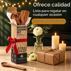 Cucharas de madera para cocinar: juego de utensilios de cocina de teca no
