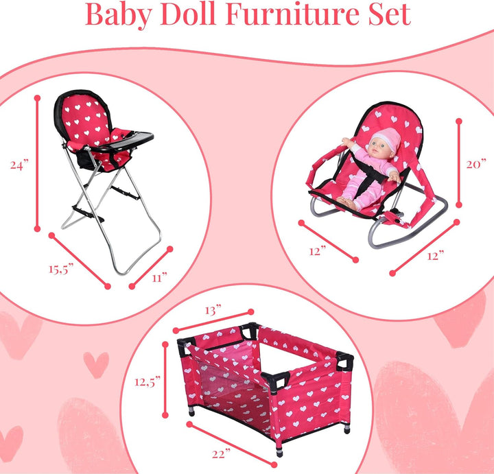 Juego de accesorios para muñecas de bebé, cuna para muñecas 3-1, si...