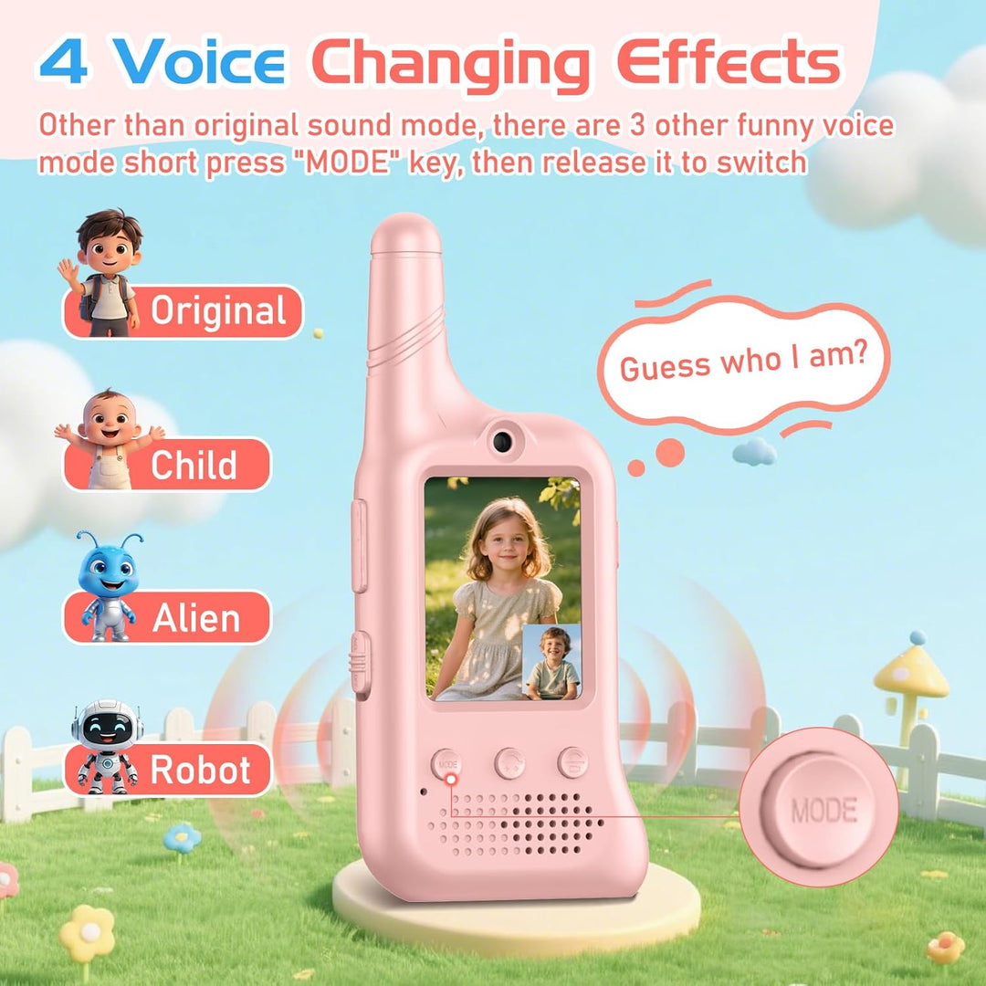 Paquete de 2 walkie talkies de video para niños, Walkie Talkies rec...