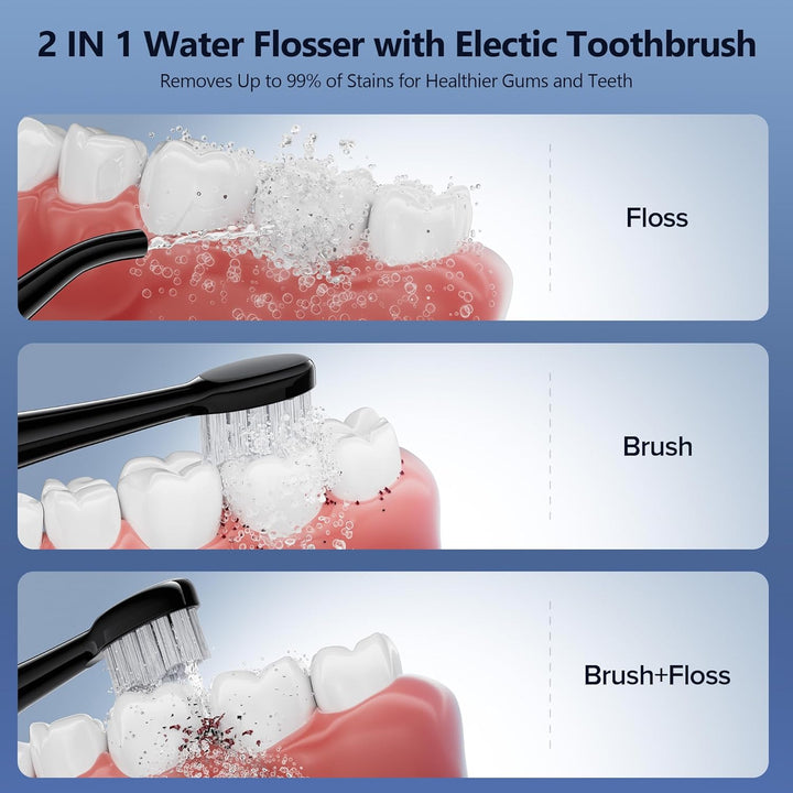 Benhip Cepillo de dientes eléctrico con hilo dental de agua combina...