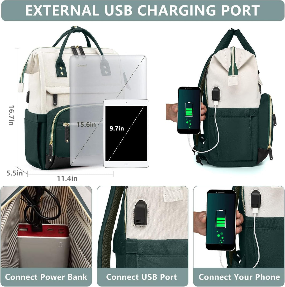 Mochila para laptop Bolsa de trabajo para mujer: bolsa de trabajo d...
