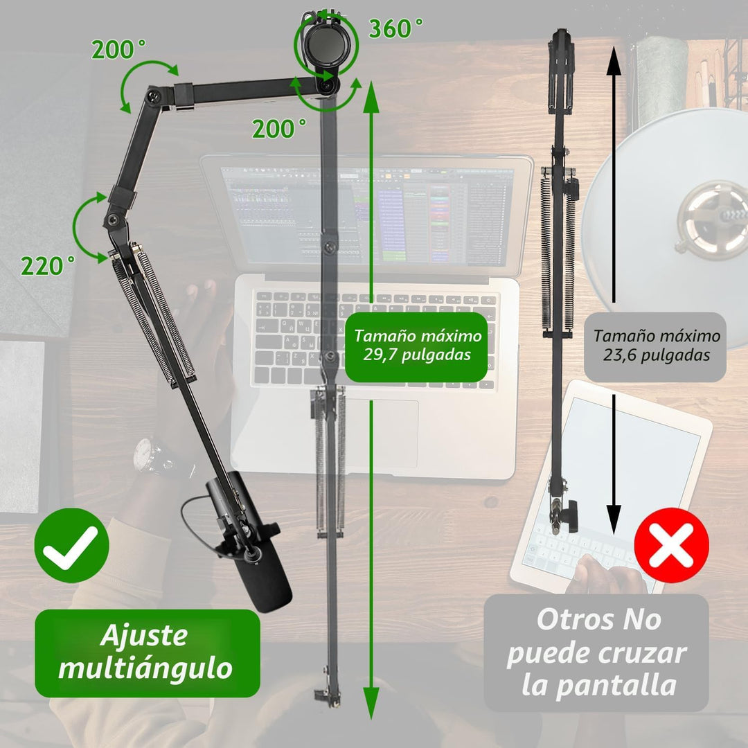 Frgyee Brazo de Micrófono de Pluma, Soporte de Micrófono Aéreo Ajus...