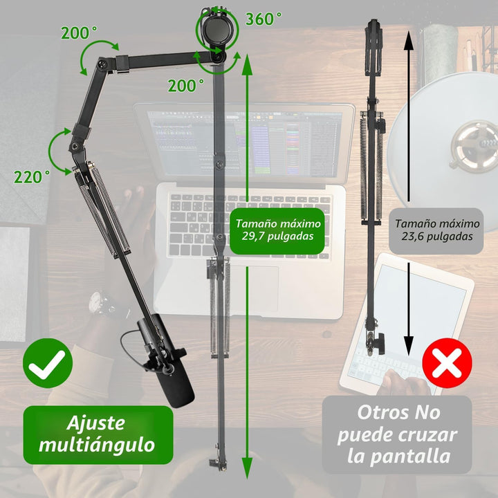 Frgyee Brazo de Micrófono de Pluma, Soporte de Micrófono Aéreo Ajus...